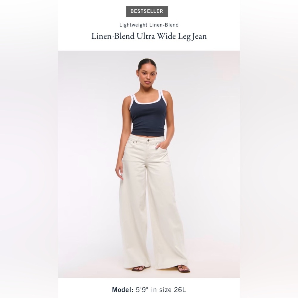 Abercrombie & Fitch Linen-Blend Ultra Wide Leg Jeans